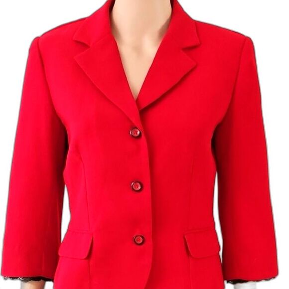 Studio I Jackets & Blazers - Studio I Red Blazer with Notched Lapel and Tailored Fit
